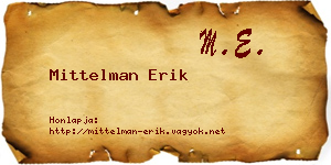 Mittelman Erik névjegykártya